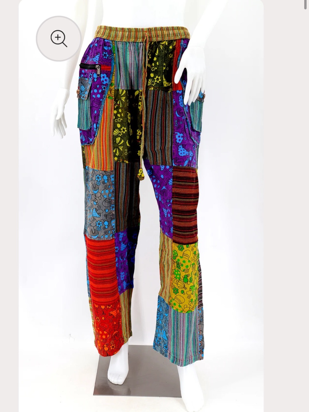 Himalaya Handmade LLC
Mushroom Patchwork Cotton Straight Leg Artistic Pants L/XL
